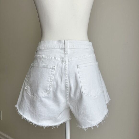 L’AGENCE Ryland High Rise Cut Off Shorts White Blanc Denim Raw Hem US 31 NWT - Picture 5 of 8